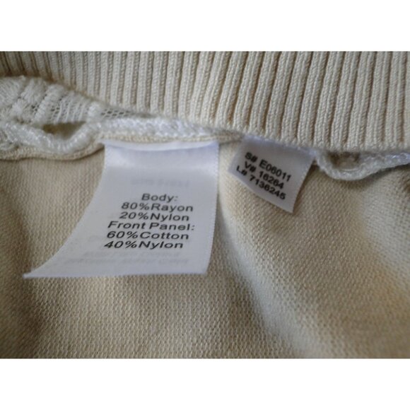Sahalie Long Sleeve Sweater Lace Button Front Beige Womens Size 2X - Picture 8 of 10